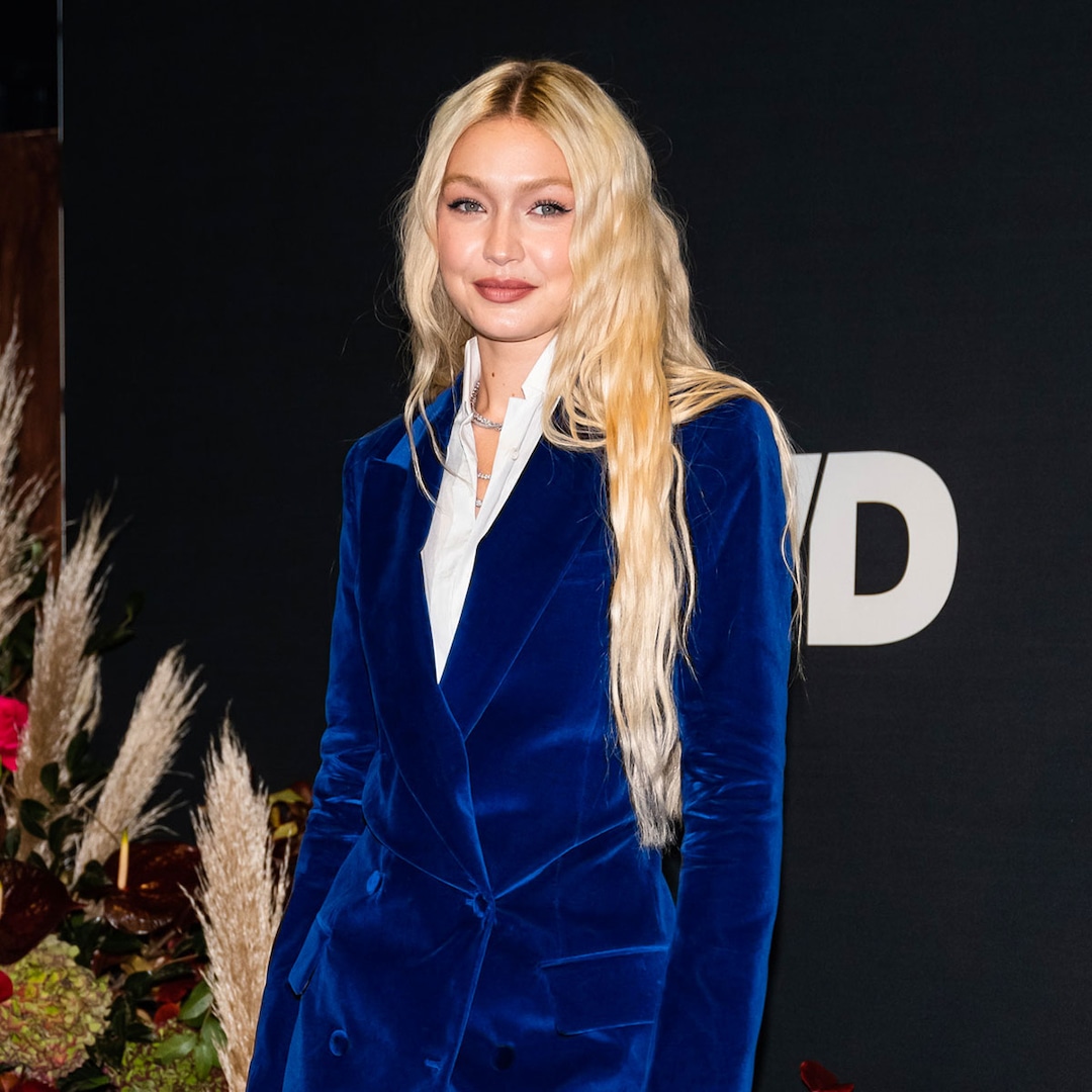 Gigi Hadid Suits Up In Blue Menswear Look To Honor Tommy Hilfiger